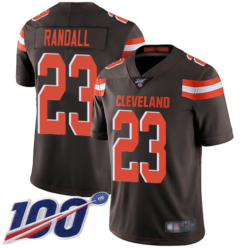 Cleveland Browns Damarious Randall Men Brown Limited Jersey #23 NFL Football Home 100th Season Vapor Untouchable
